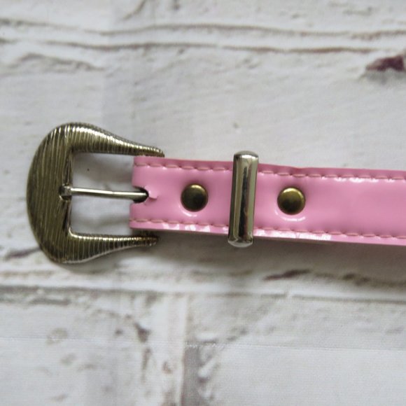 Vintage 1980s Pink Patent Leather Cowboy Belt - Picture 4 of 8